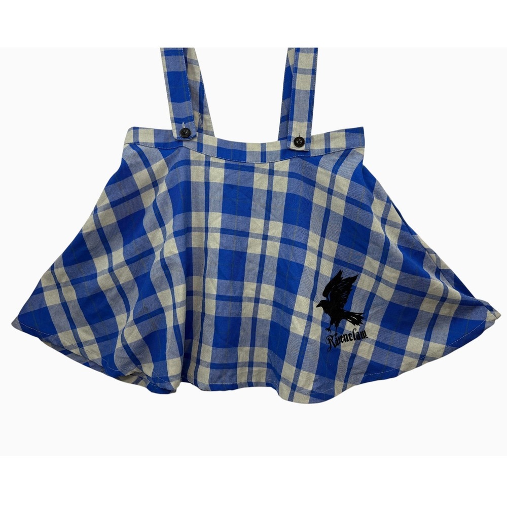 Hot Topic Harry Potter Ravenclaw Plaid Suspender Skirt Cosplay XL Blue Pleated